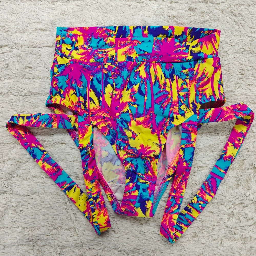 Forplay Shorts Womens XS/S Tie Dye Palm‎ Tree Hot Pants Rave Festival Party Bold